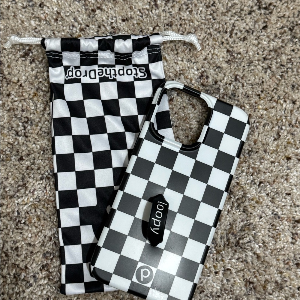 iPhone 15pro max  Loopy Black and White Checkered Phone Case